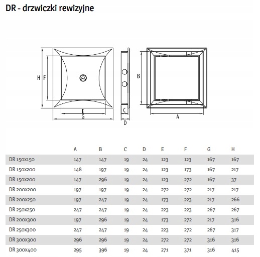 Drzwiczki rewizyjne 200 x200 plastikowe białe PCV Dospel - obrazek 11