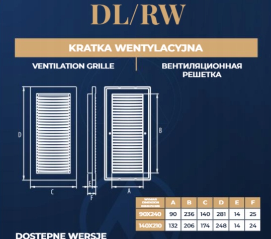 Kratka wentylacyjna DL 140210 biała z siatką PCV DOSPEL - obrazek 5